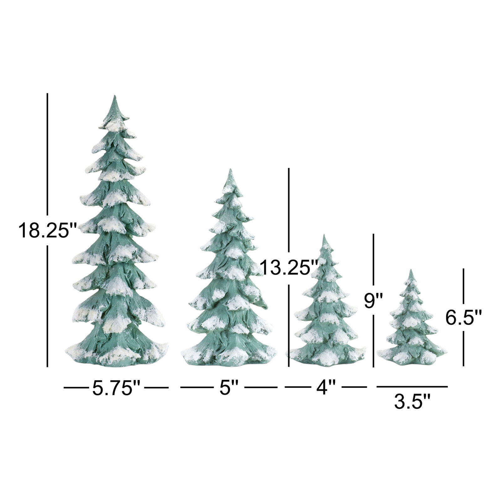 4-Piece Flocked White Pine Tabletop Tree Set