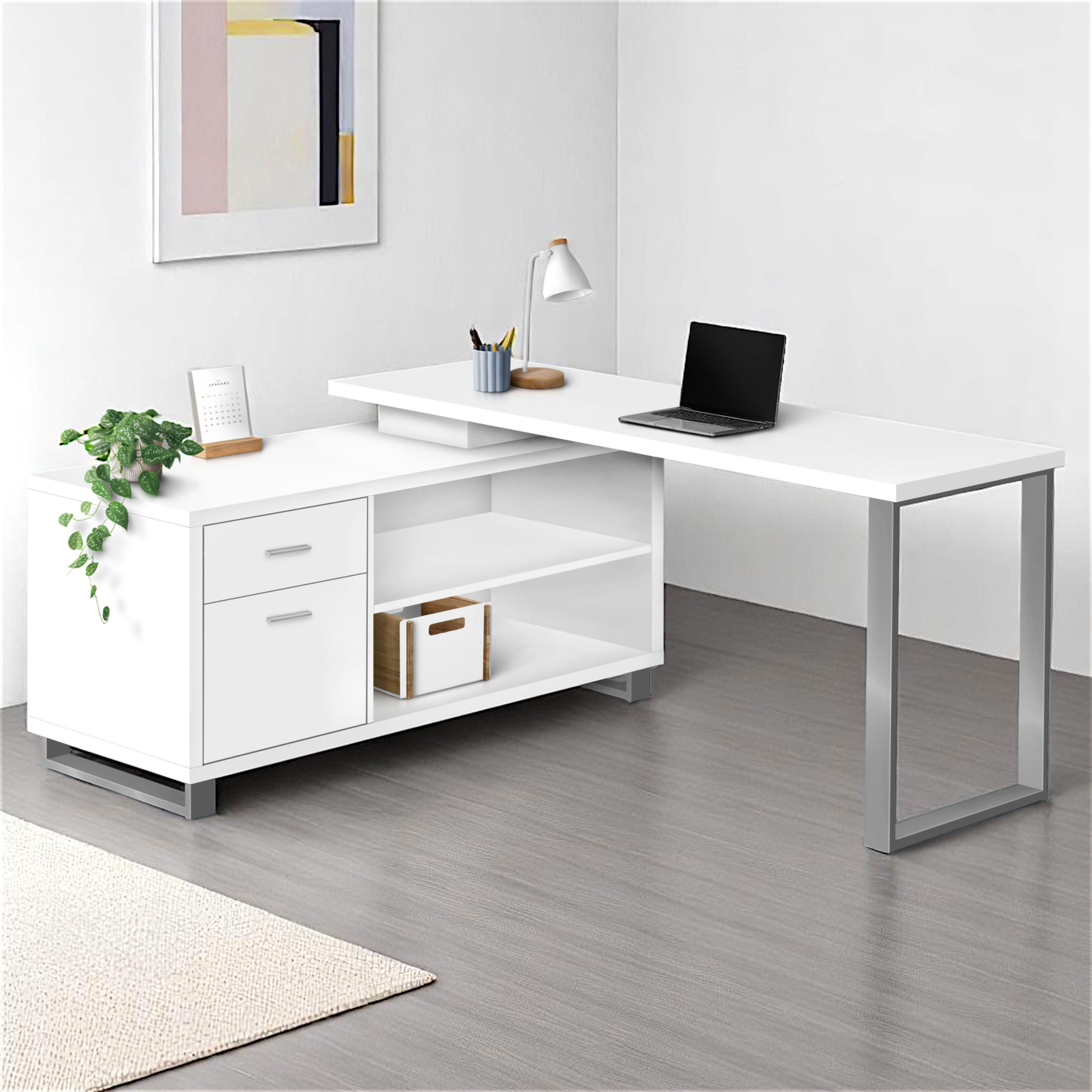 Hokku Designs Aurelie Corner L Shape Modern Computer Desk | Wayfair