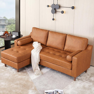 Canapé 88,9 "en L avec méridienne convertible, canapé 3 places Mid-Century moderne pour le salon