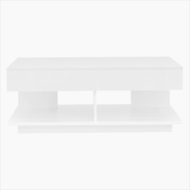 Table basse avec rangement et lumières DEL, Blanc