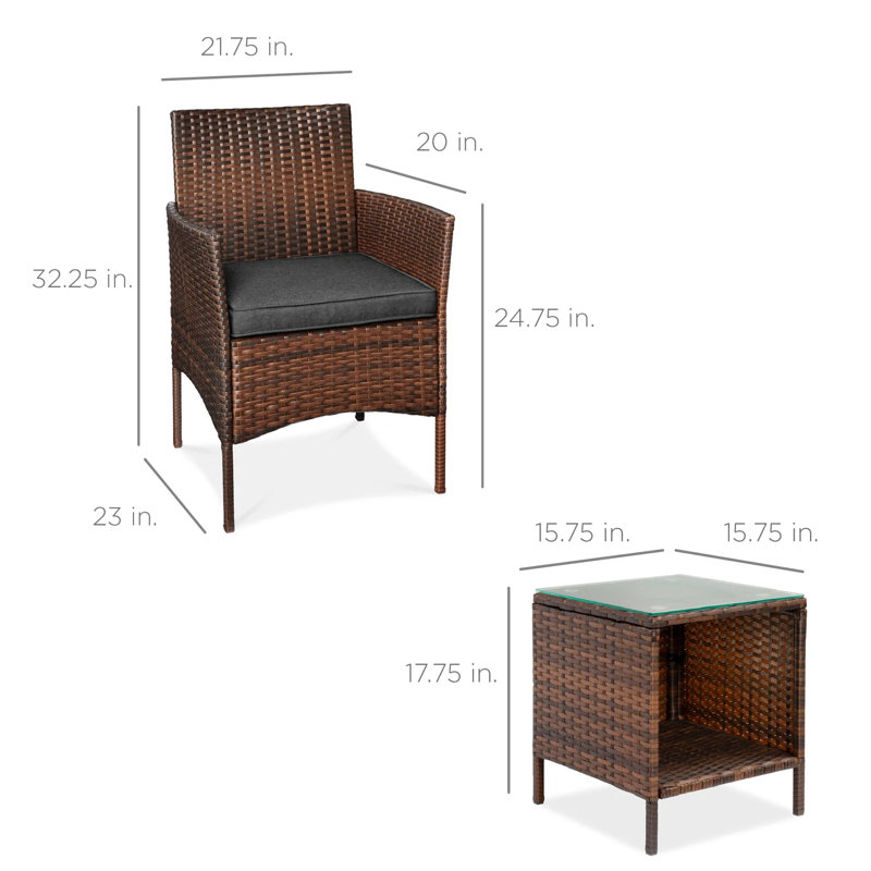 Patio Bistro Set, Brown, Stone Gray