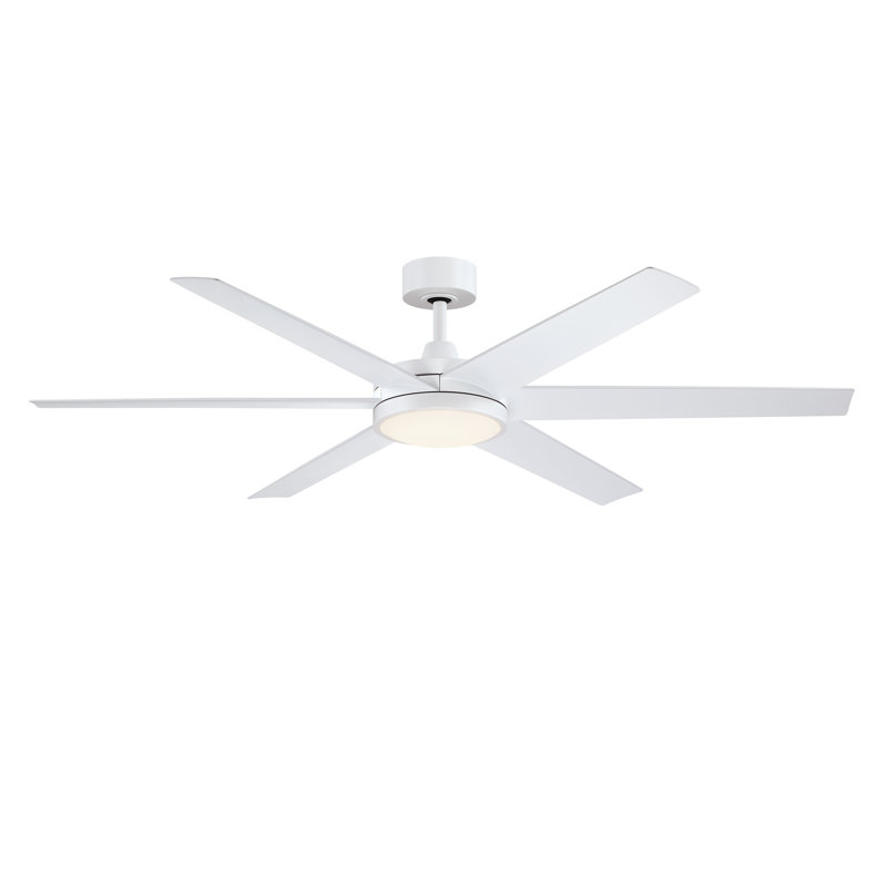  Brawn 64 inch Indoor/Outdoor Ceiling Fan with LED CCT Select Light Kit and Remote Control - Matte White with Matte White blades
