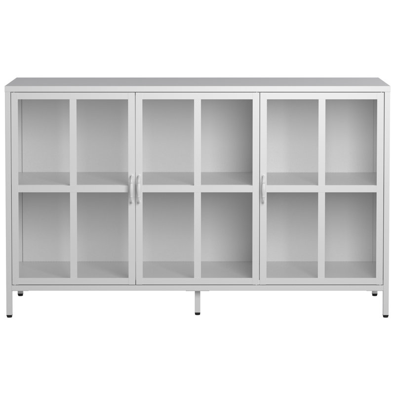 Armoire de rangement 55 po en métal Sideborad, Blanc
