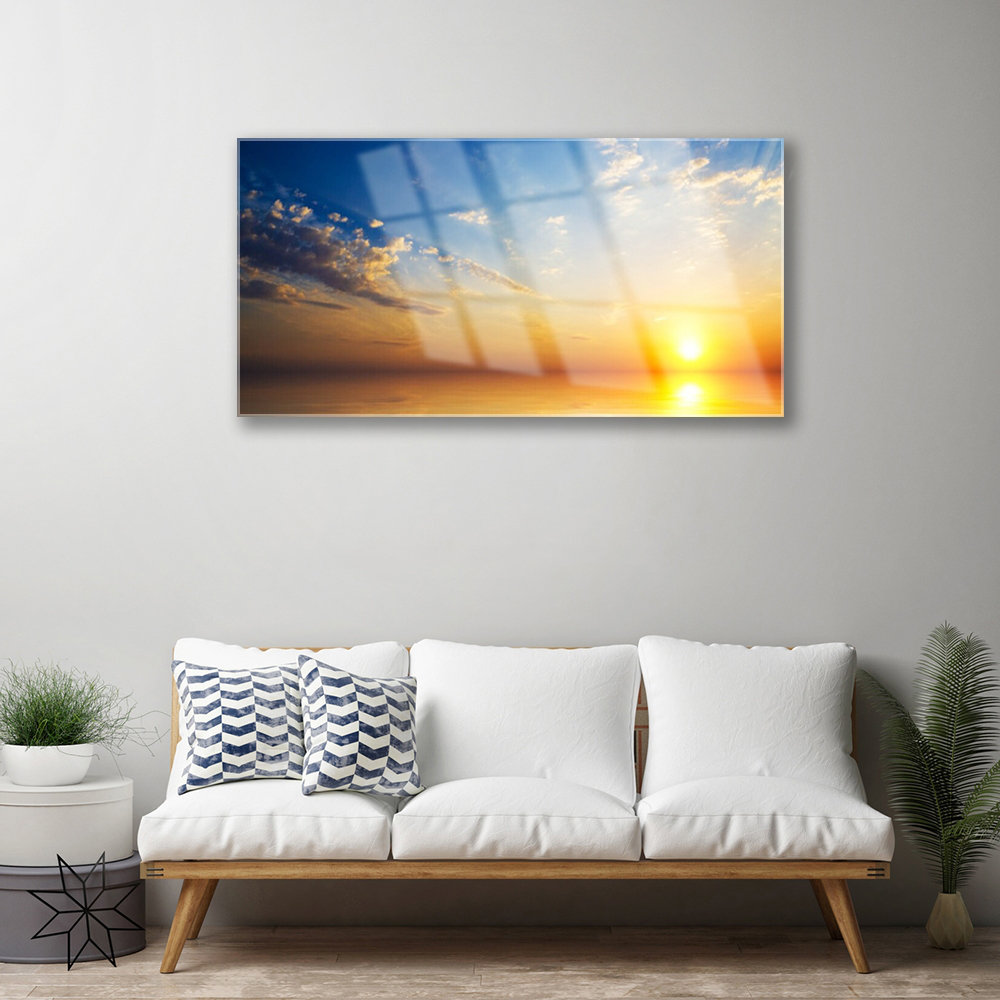 Glasbild Landschaft Sonnenaufgang Meer Wolken