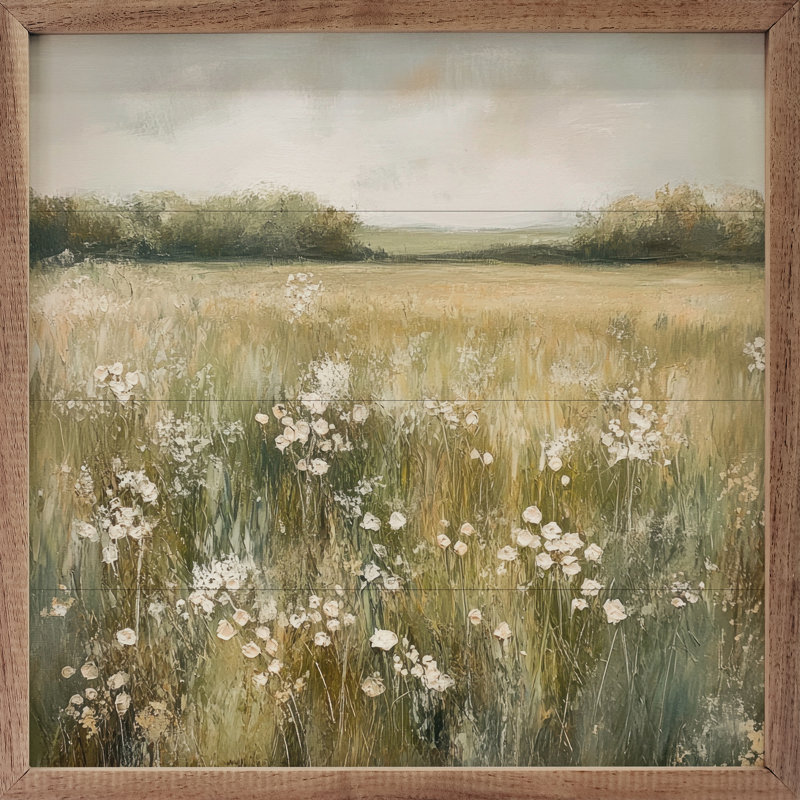«Neutral Field Of Flowers» par Petals Prints Design, H 16 po x l 16 po