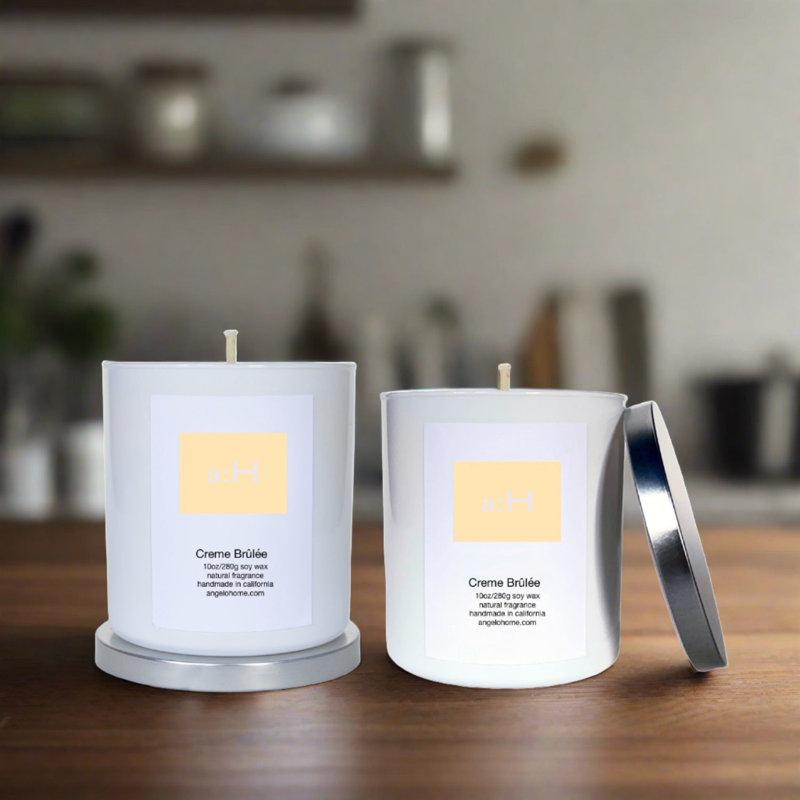 Bougie parfumée A: H Crème brûlée avec porte-verre, 2