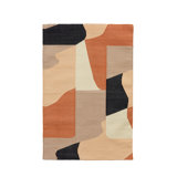 Rectangle Claystone Abstract Hand Woven Flatweave Cotton Area Rug in Beige