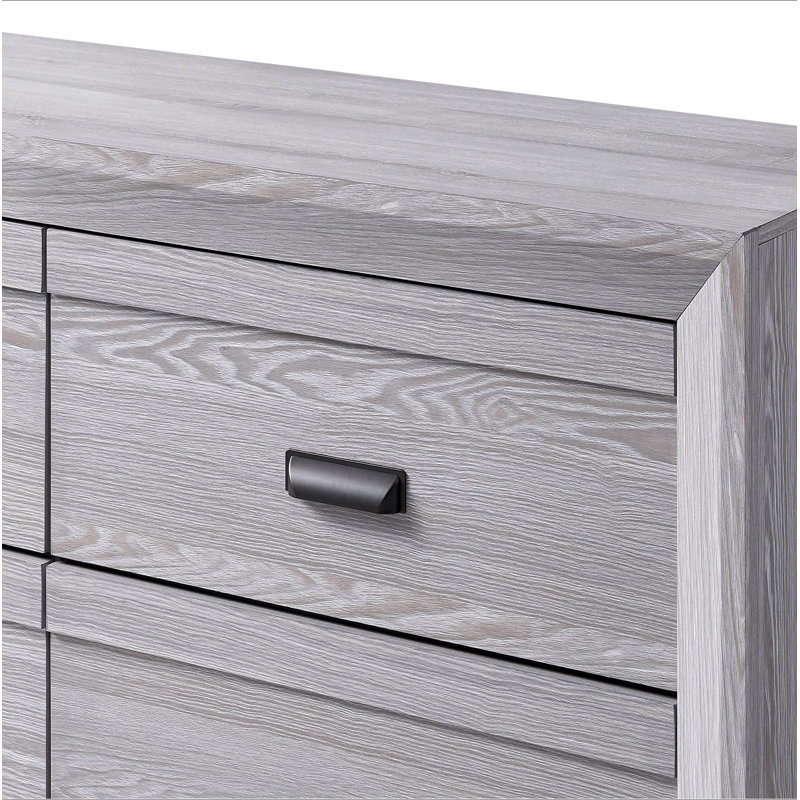 Table de bout de table de chevet contemporaine 1pc avec deux tiroirs de rangement, Gris clair