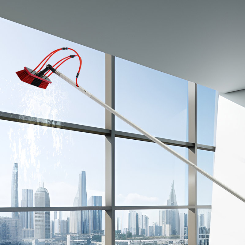 Long Reach Solar Panel Cleaning Brush Kit For Outdoor Windows, 13.8" H x 13.78" W x 236.4" L