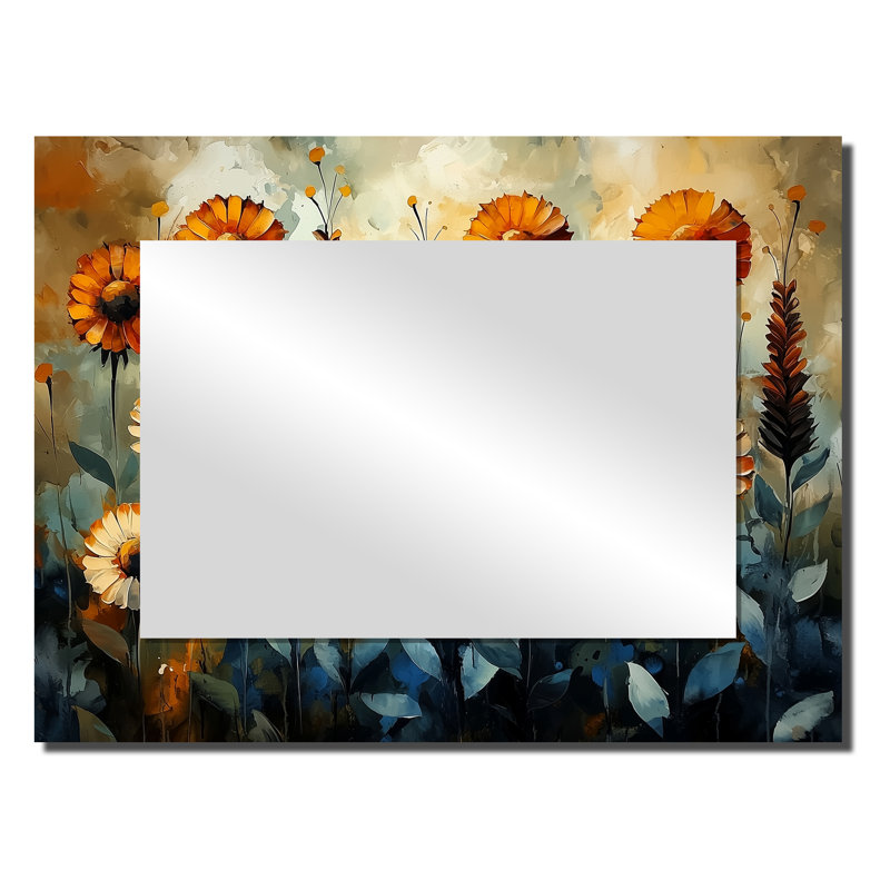 Dreamy Autumn Field Of Thistle Flowers - Floral Mirror For Wall Art Decor - Printed On Metal, 24" x 32"