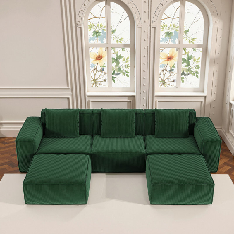 Le canapé modulaire de 118 pouces peut être converti en un canapé-lit surdimensionné., Vert