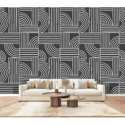Adhésif mural papier peint auto-adhésif contemporain sans soudure abstrait et minimaliste, élégant, brossé, autoportant, amovible, papier contact mural pour salon, chambre à coucher H 100 po x l 144 po