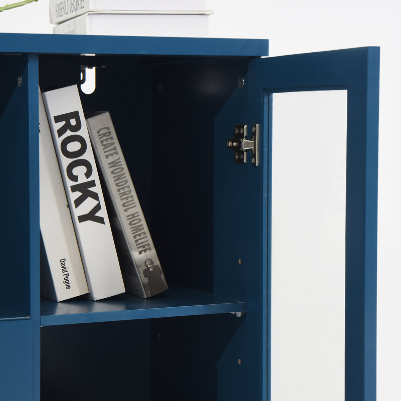 Crédence de classement 25,6 "à 2 portes avec tiroir et rangement ouvert, Bleu