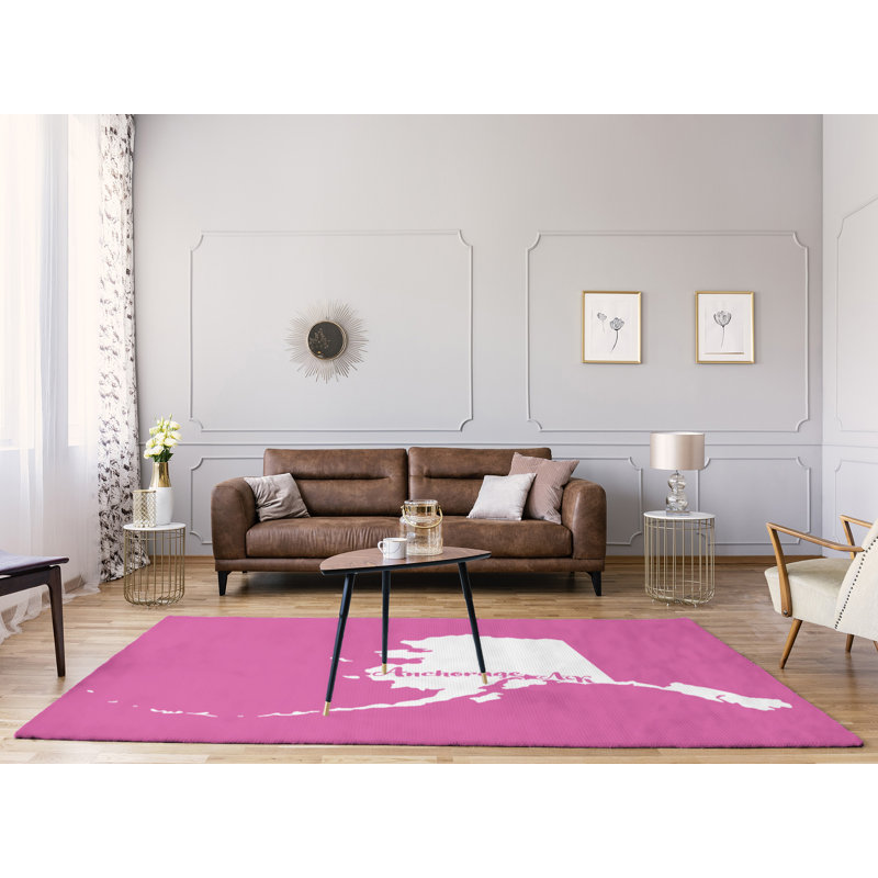Tapis de la zone rose en polyester alaska ancrage, Rectangle 9 pi x 12 pi