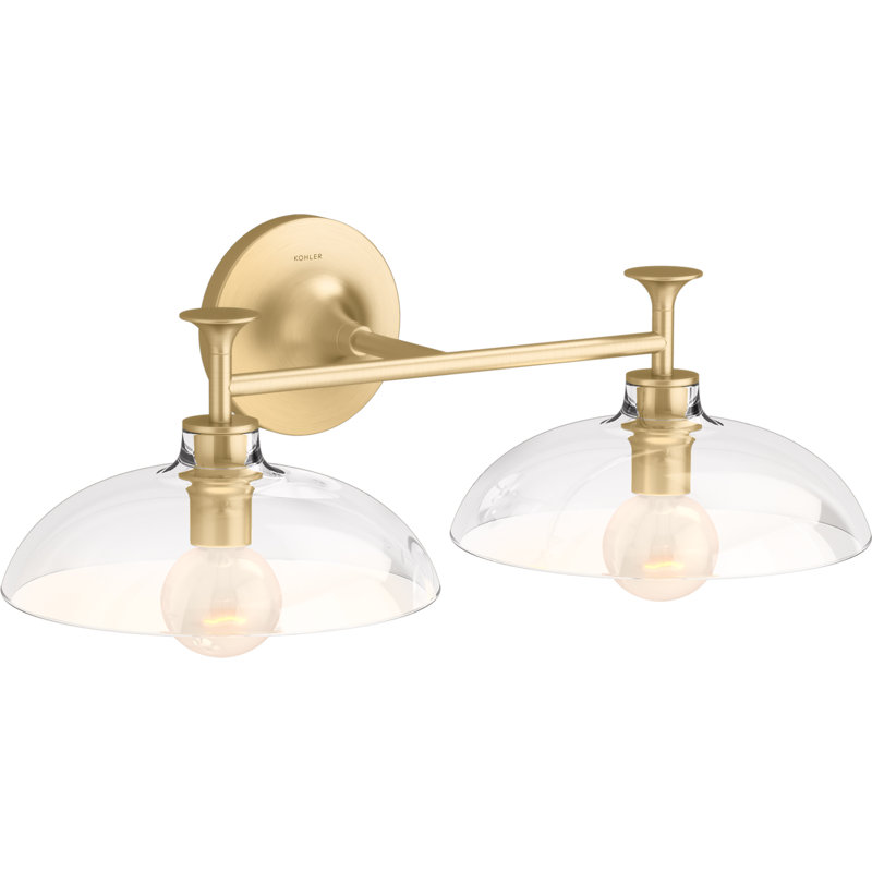 Tone 2 Light Indoor Bathroom Vanity Light Fixture, UL Listed, Brushed Moderne Brass