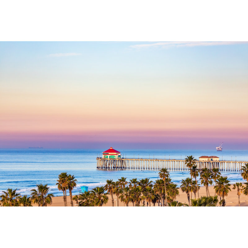 Huntington Beach At Sunrise - Wrapped Canvas Print, 30cm H x 46cm W x 3.8cm D