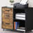 Rectangular File Cabinet with Lock for A4 Size, 3 Drawer Printer Stand with Open Storage Compartments, Mobile Filing Cabinet, Black/Rustic Brown