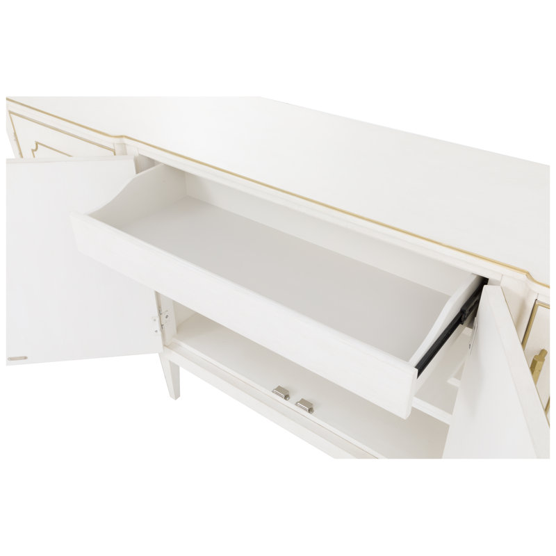 Camille 79.5" Credenza, Linen/Antique Gold