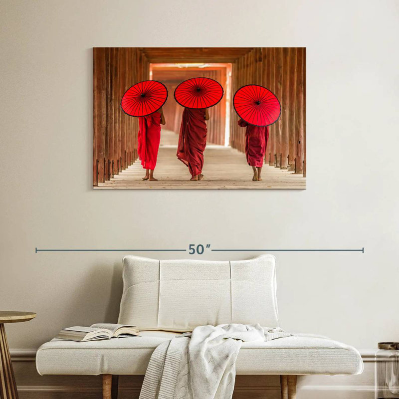 Adella Three Buddhist Monks, 26" H x 39" W