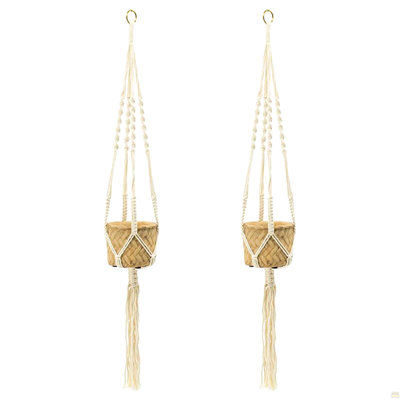 Ensemble de 2 pots à fleurs suspendus 5 po x 5 po x 4,5 po de style bohémien