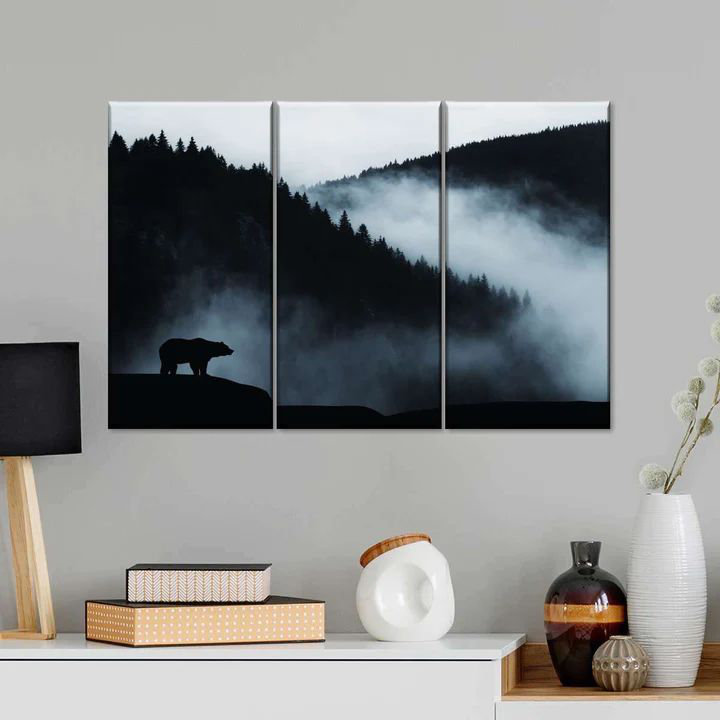 3 pièces Foggy Mountain Bear, H 20 po x l 33 po x P 1,25 po