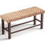 Banc de salle à manger 37,4 po tissé à la main Seagrass - Repose-pieds réglables, pieds en bois d'hévéa massif, capacité de 400 lb, banc de cuisine de ferme