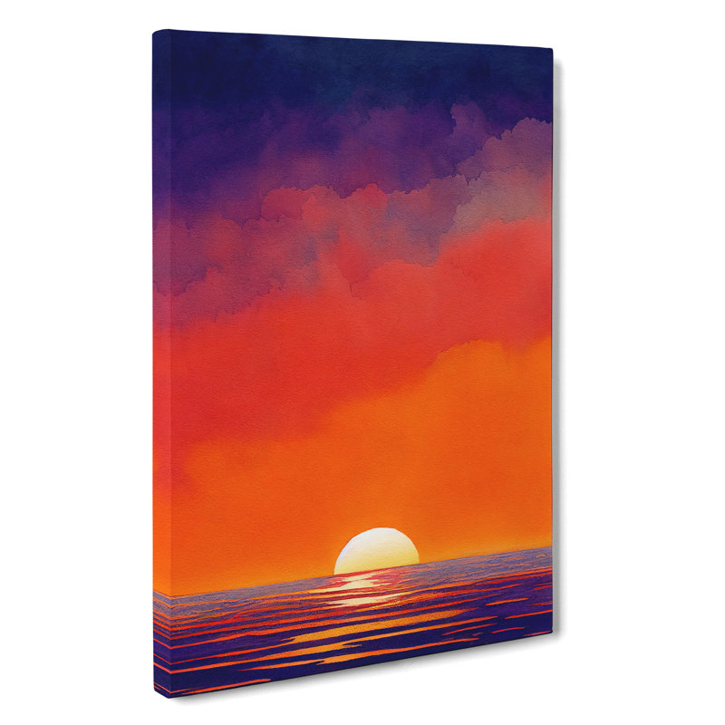 XC1022-623X An Ocean Sunset Watercolour No.3 - Wrapped Canvas Print, 76cm H x 50cm W x 3cm D
