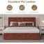 Structure de lit plateforme tapissier avec tête de lit en similicuir, capacité de 900 lb, sans sommier, lattes de bois silencieuses, assemblage facile-1997117555-1997117554
