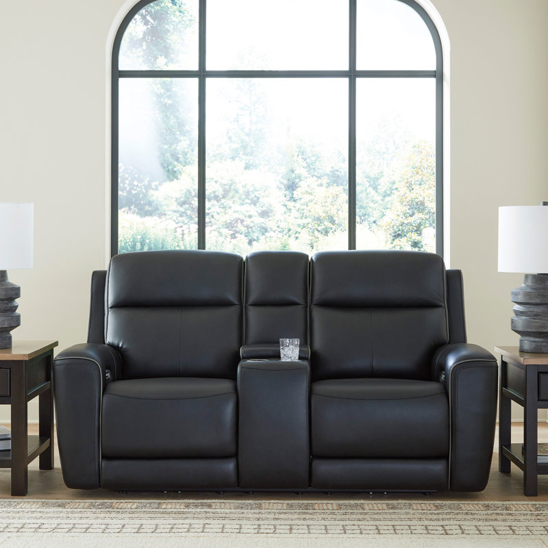 Valdivia Power Reclining Loveseat With Console, Black