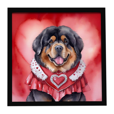 Tibetan Mastiff My Valentine Framed Metal Print
