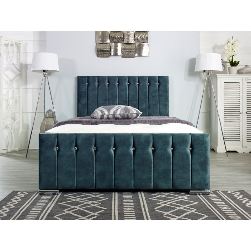 Fausley Upholstered Bed Frame, Single - W 96.52 x L 205.7cm, Emerald Green