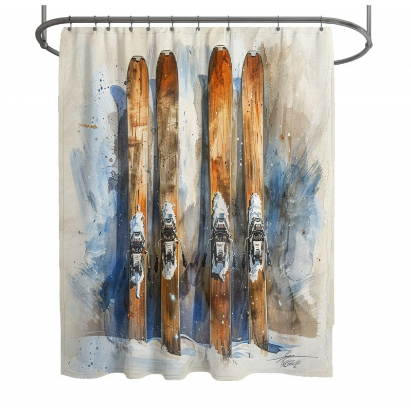 Rideau de douche Ski Gear - Décoration de salle de bain Sports d'hiver, H 73 po x l 70 po