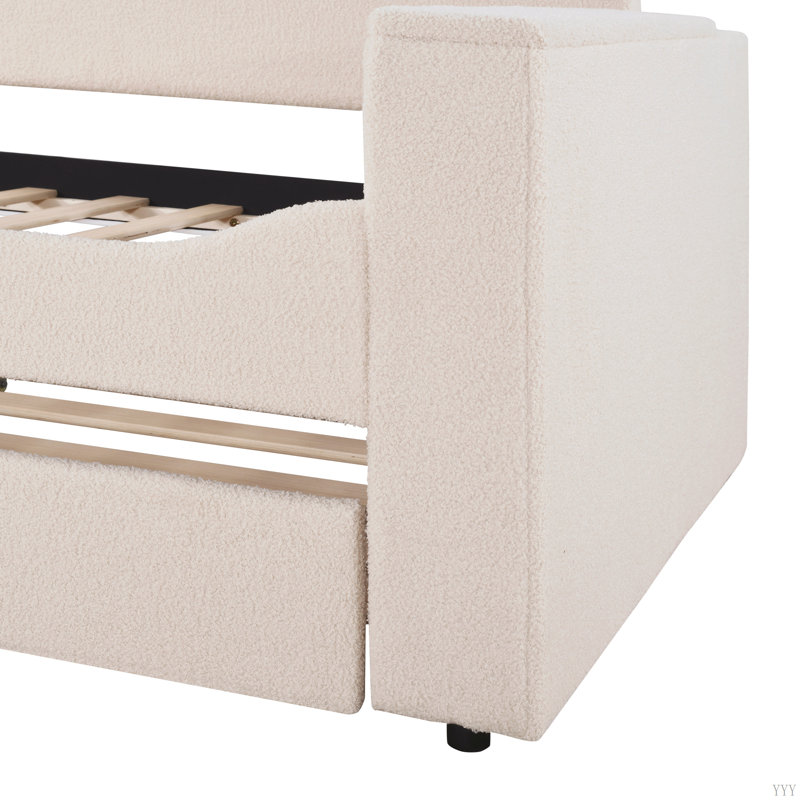 Lit de jour rembourré avec accoudoirs de rangement, couchette et dernier système audio Bluetooth intégré, molleton Teddy