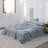 Linen Cotton Flat Sheet(Dusty Blue,Queen)-127119697-127119704
