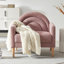 Fauteuil d'appoint capitonné de style Mid-Century Modern, dossier incurvé, lin rose
