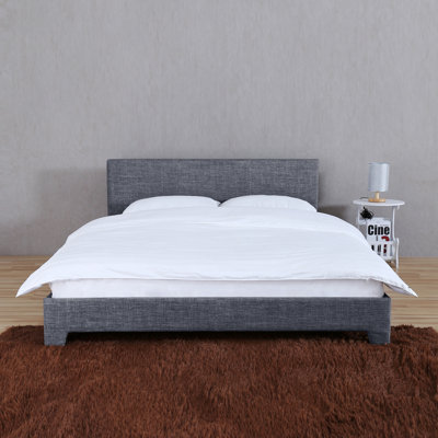 Agamjit Full Bed Frame With Headboard | Upholstered Platform Bed Frame , Sturdy Wooden Slats & Metal Frame