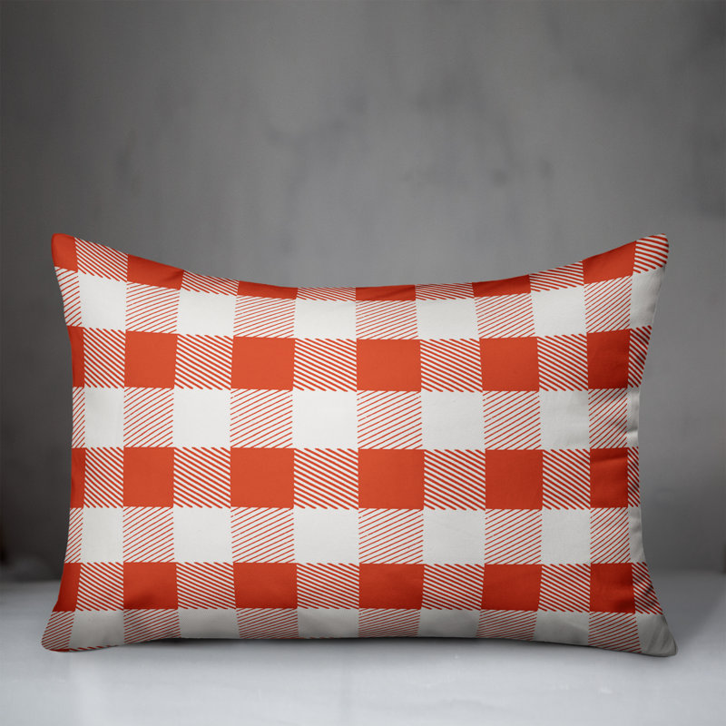 Buffalo Plaid Reversible Throw Pillow, Red/Pink