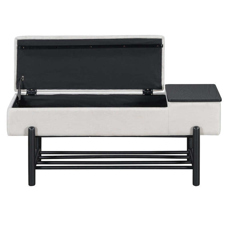 Banc de rangement rembourré avec compartiment caché Trexm Farmhouse, Noir