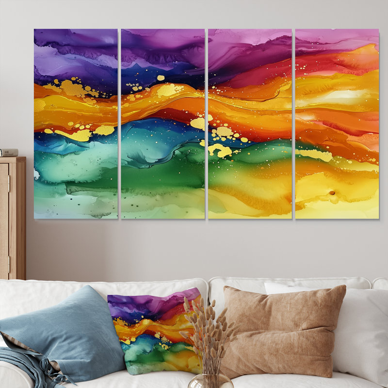 Nurie - reproduction d'art abstraite - art mural moderne pour le salon, H 28 po x l 48 po, 4