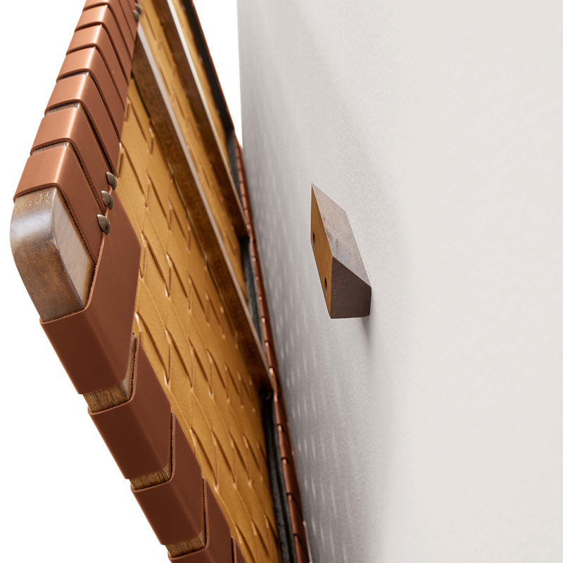 Walnut Brown Faux Leather Woven Twin Headboard