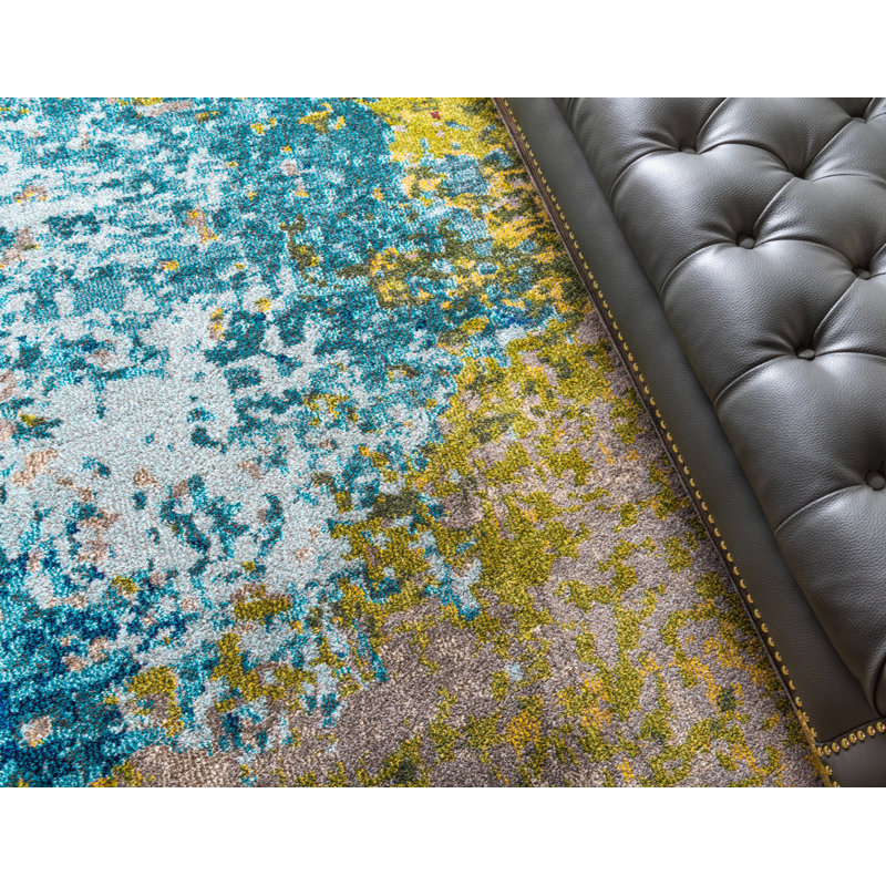 Kalmin Washable Abstract Indoor Rug, Rectangle 3'3" x 5'3"