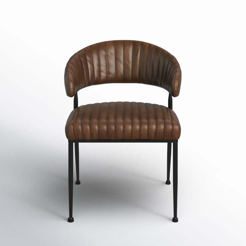 Romantas Leather Side Chair, Brown