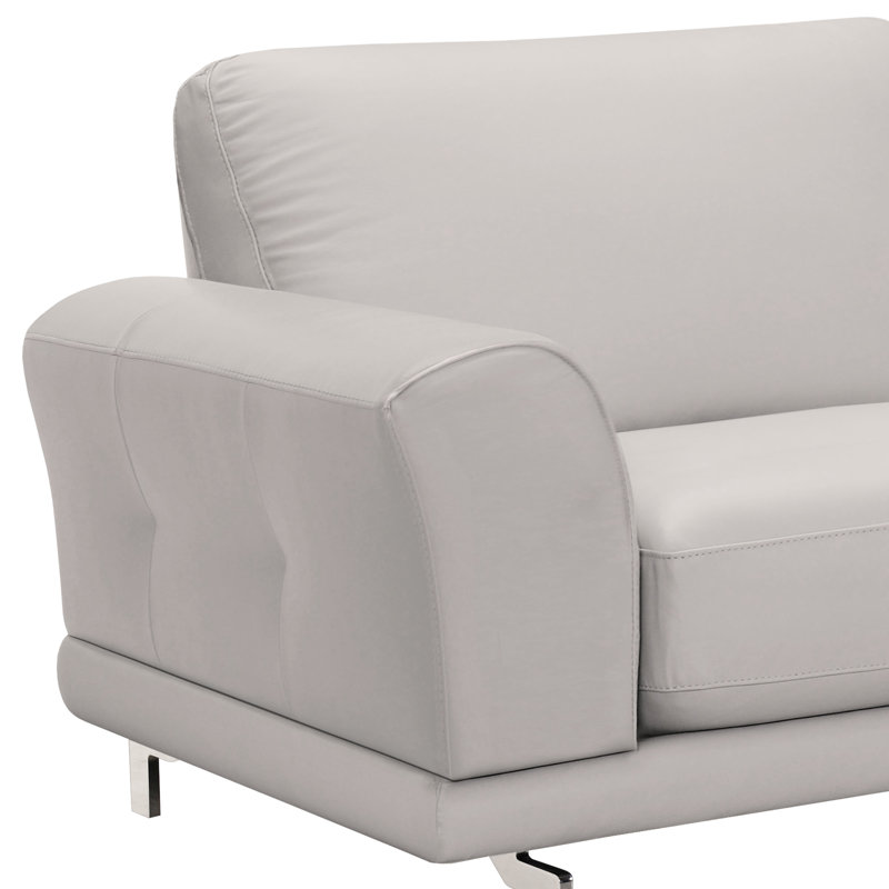 Randalholme 87'' Faux Leather Sofa, Dove Gray Genuine Leather