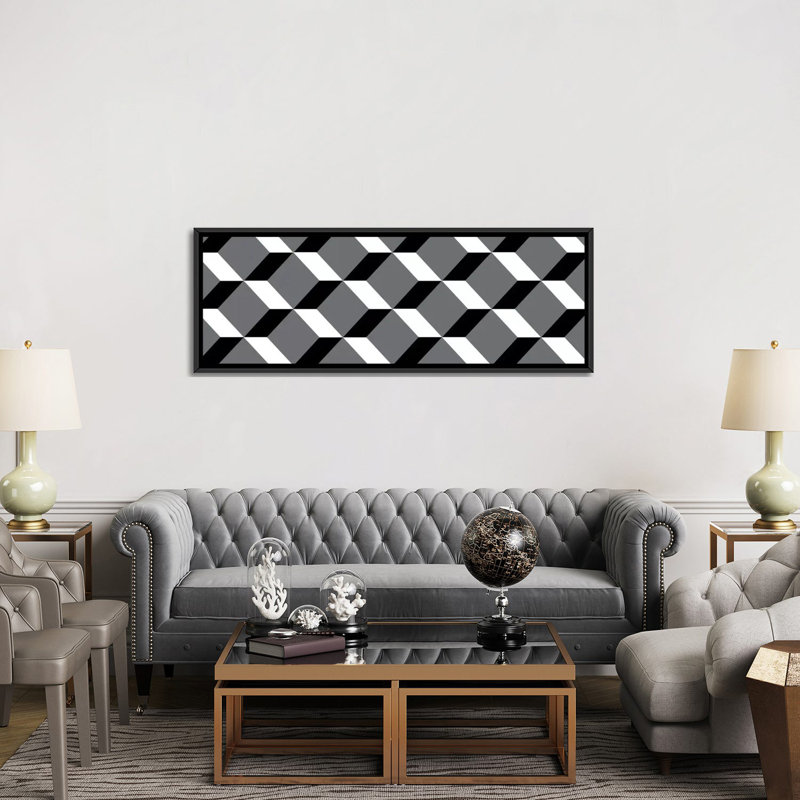 Albree Modern Cuboids '- Impression sur toile, H 12 po x l 36 po x P 1,5 po, Cadre noir