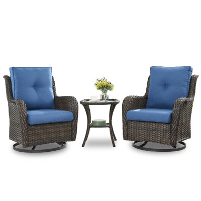 Carolina Ourdoor Wicker Swivel Rocker Seating Group with Cushions