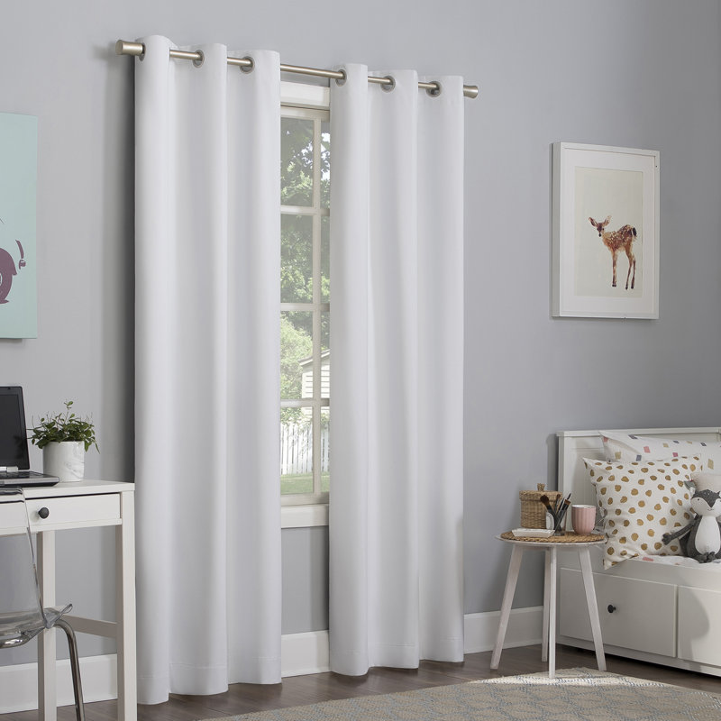 Bright Vibes 100% Blackout Grommet Curtain Panel, White, 40" x 84"
