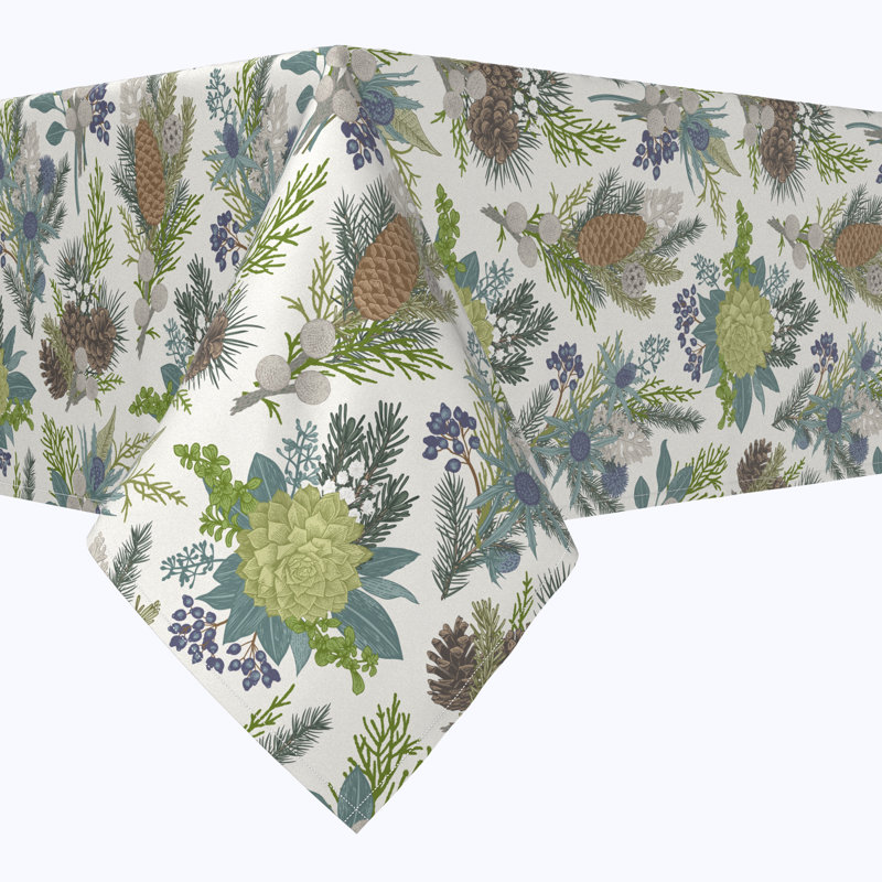 Rectangular Tablecloth, 100% Cotton, 52X104", Winter Floral, 104" L x 52" W