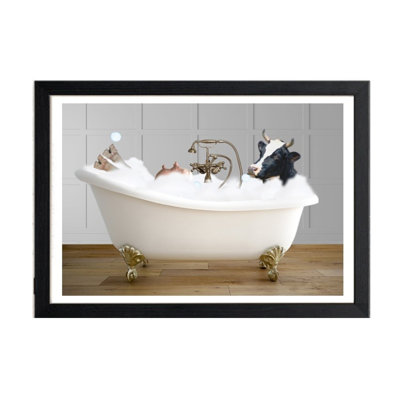 Cow In Bath - No Frame Print