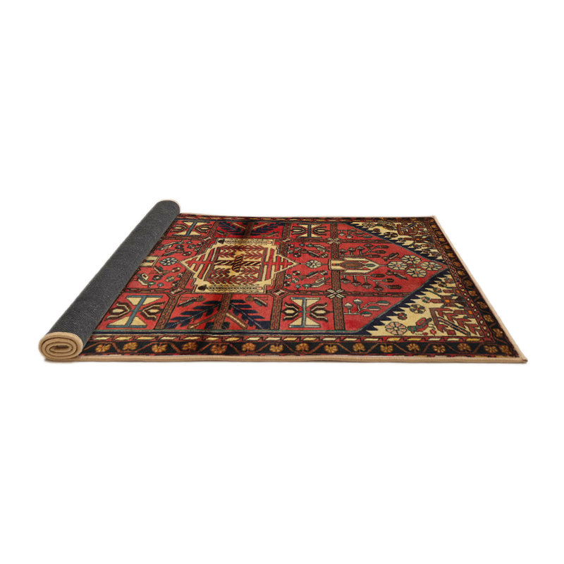 Tapis noir/rouge/beige traditionnel Bellas, Rond 4 pi