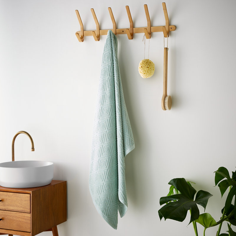 Diamond Geo Sculpted Cotton Towels, Sage Green